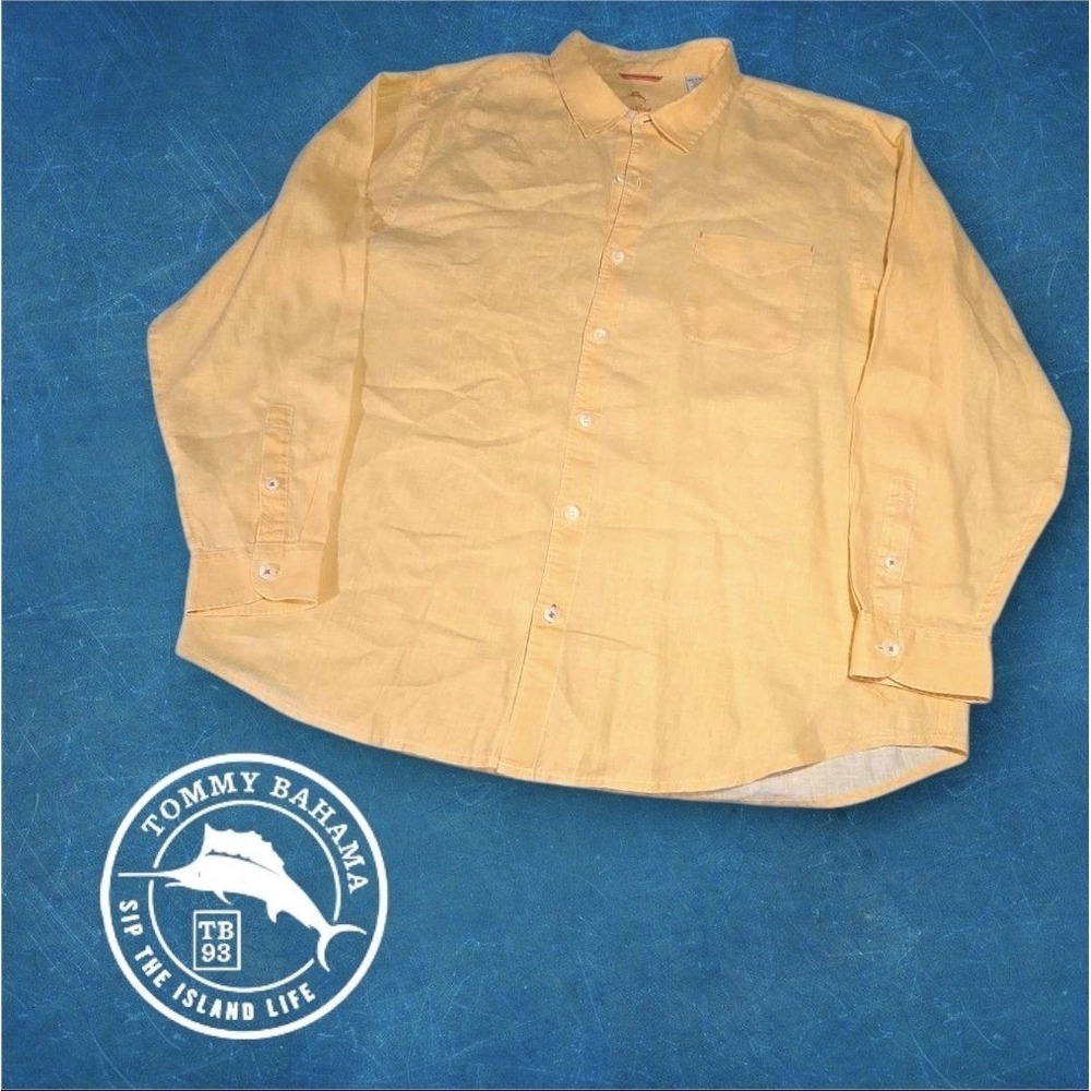 Tommy Bahama Mens 100% Linen Long Sleeve Button Down Shirt Peach Sherbet XXL